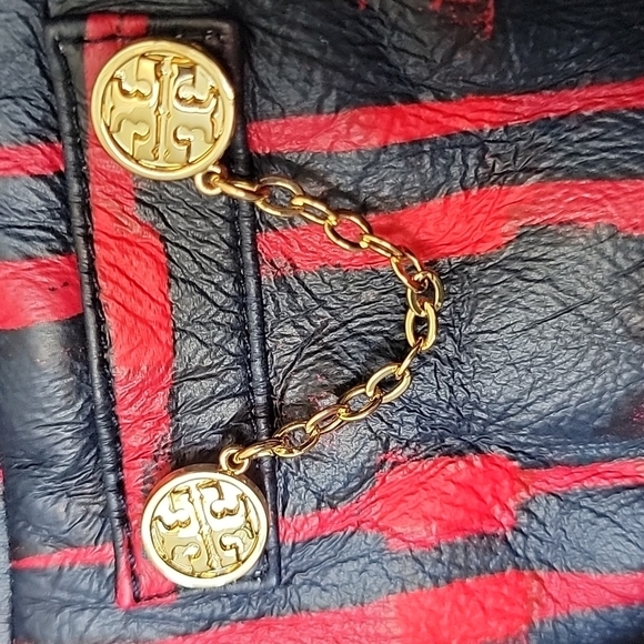 Tory Burch RARE allover painted plaid NWT Buttery Leather Crop jacket large - Picture 2 of 16